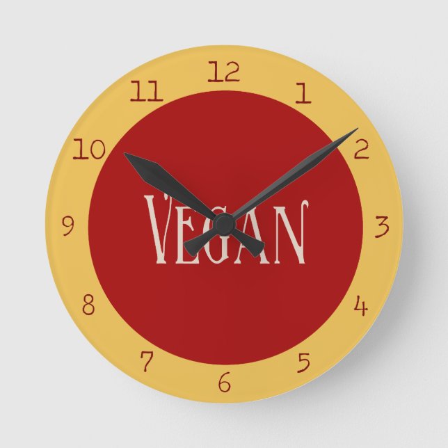 Veganen i ett rött cirklar rund klocka (Framsida)