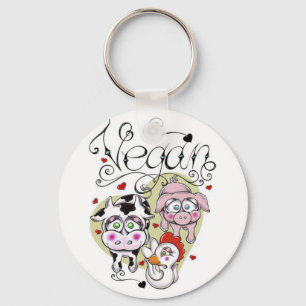Veganen knäppas Keychain Nyckelring