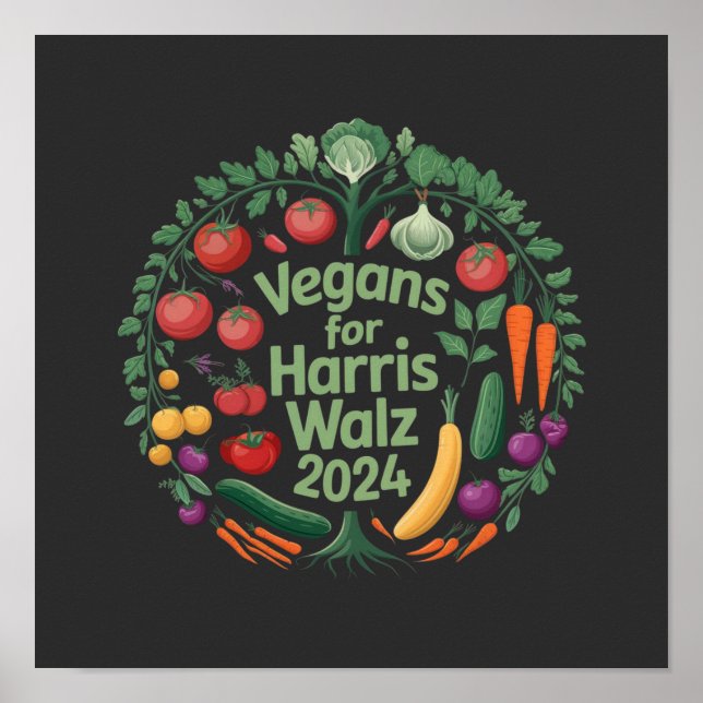 Veganer för Harris Waltz 2024: Visa ditt stöd wi Poster (Framsidan)