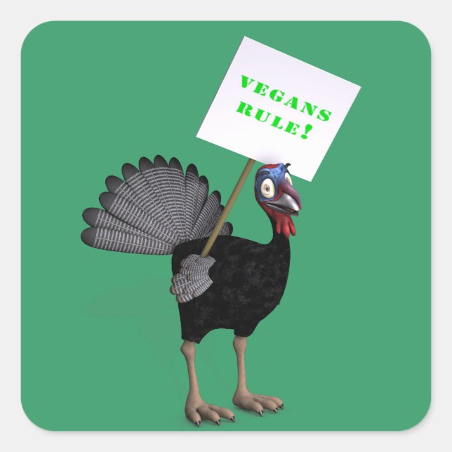 Veganer styr! fyrkantigt klistermärke (Framsida)