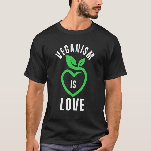 Veganism är Kärlek, vegetabiliska matvaror, ekolog T Shirt (Framsida)