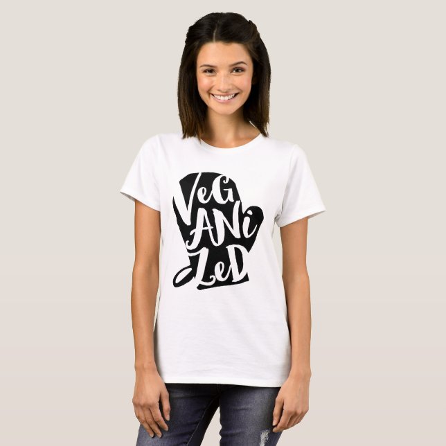 Veganized Vegan Anpassningsbar Background Färg Tee Shirt (Hel framsida)