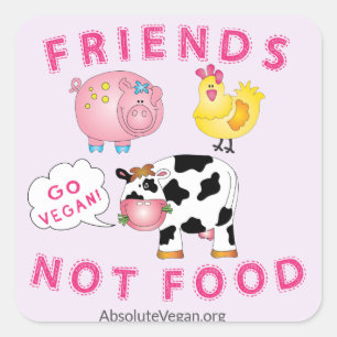 VeganMessaged klistermärke - mat för vänner int