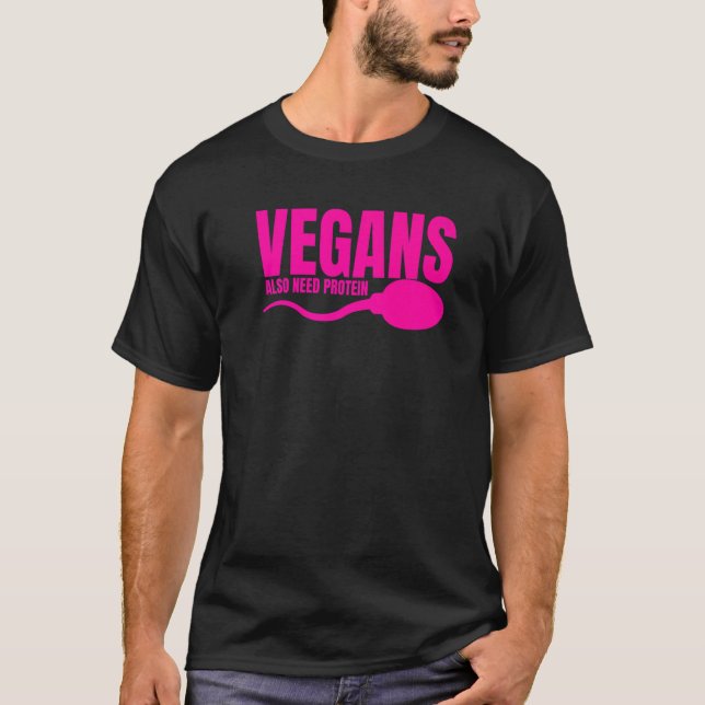 Vegans behöver också protein som adulterar vegetar t shirt (Framsida)