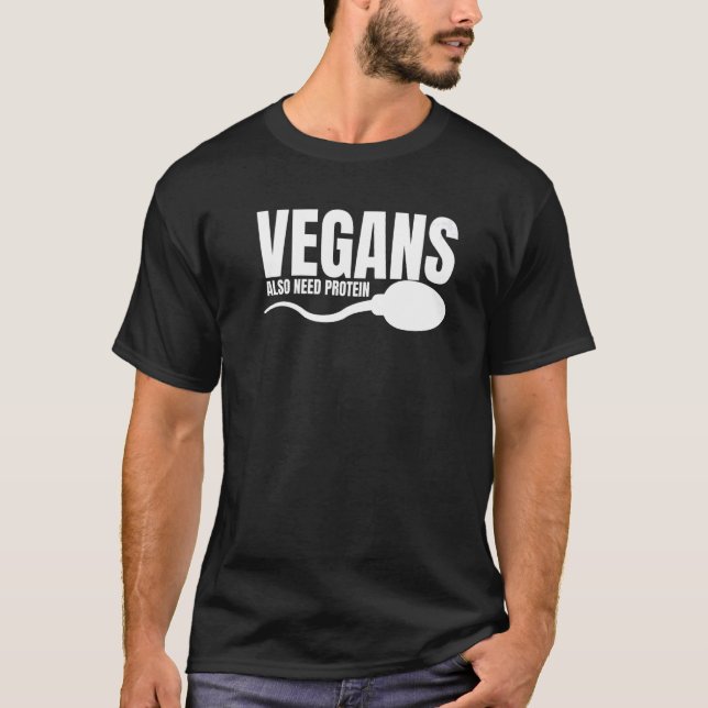 Vegans behöver också protein som adulterar vegetar t shirt (Framsida)