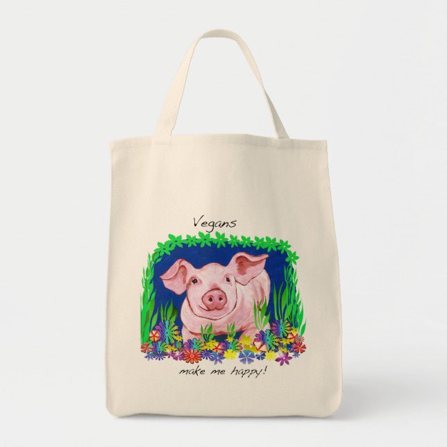 Vegans gör mig lycklig livsmedeltoto att hänga lös tygkasse (Framsidan)