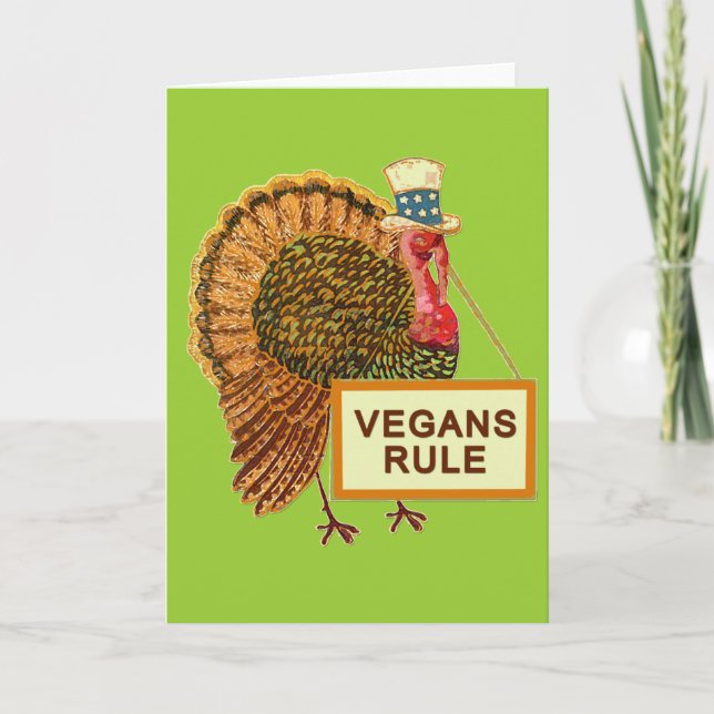 Vegans härskar den Turkiet humorn för thanksgiving Helgkort (Framsida)
