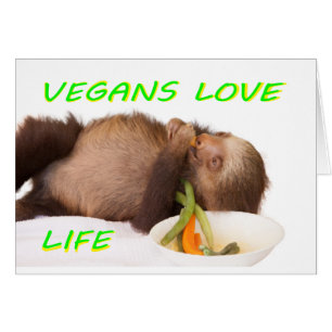 Vegans kärlek liv, slothie hälsningskort