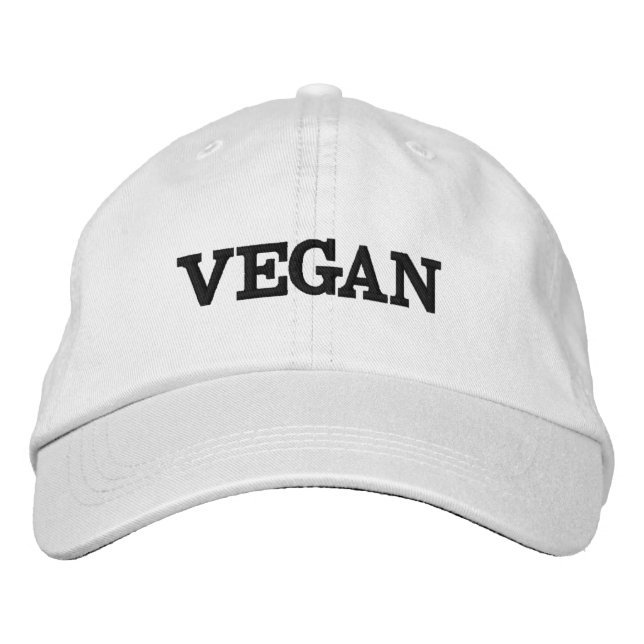 Vegansk basebollmössa (Svart text) Broderad Keps (Framsida)