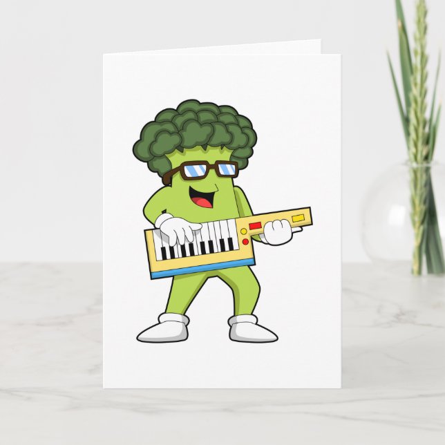 Vegansk broccoli på musik med gitarr kort (Framsida)