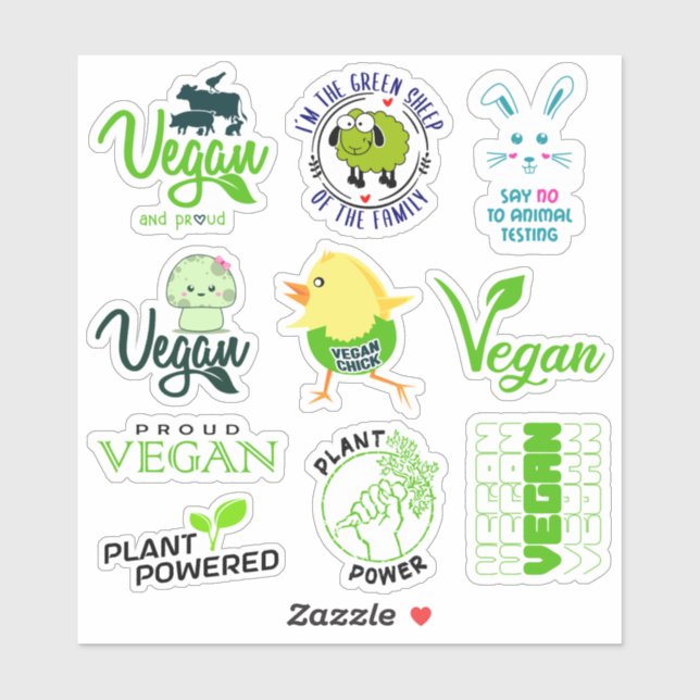 Vegansk livsstil klistermärken (Ark)