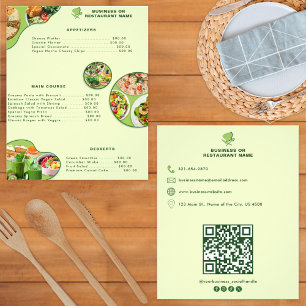 Vegansk Restaurang Matmeny Professionell QR-kod Flygblad