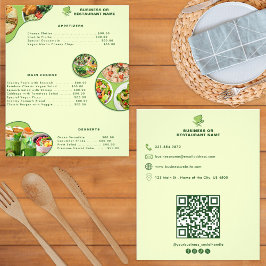 Vegansk restaurangmatmeny professionell | QR-kod Flygblad