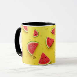 Vegansk Tecknad Frukt Söt Vattenmelon Skiva Mugg
