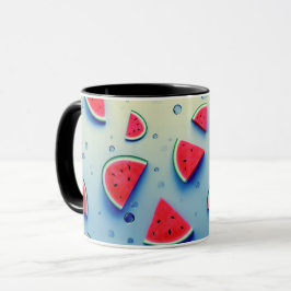 Vegansk Tecknad Frukt Söt Vattenmelon Skiva Mugg