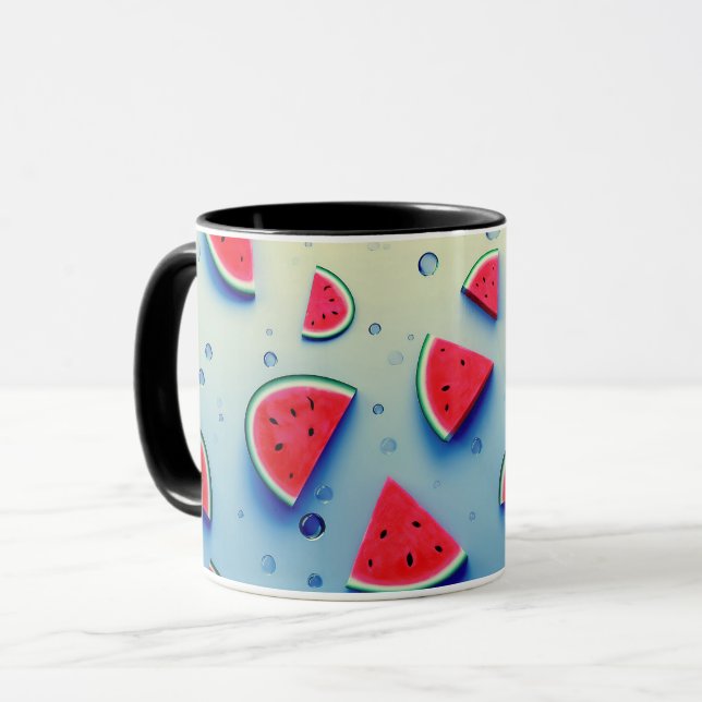 Vegansk Tecknad Frukt Söt Vattenmelon Skiva Mugg (Framsida vänster)
