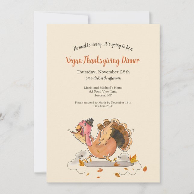 Vegansk Thanksgiving-middag Inbjudningar (Framsida)