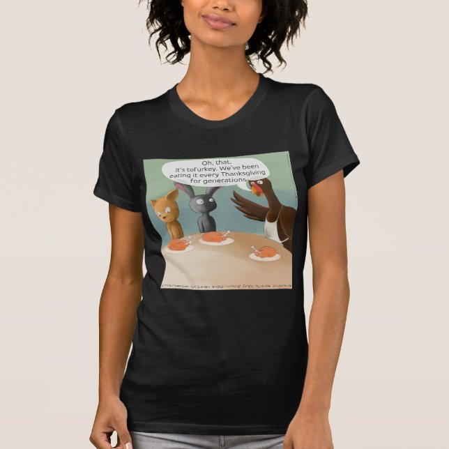 Vegansk Thanksgiving Roligt Tee Shirt (Framsida)