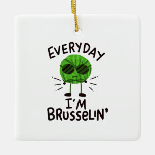 Veganska Brysselkål Julgransprydnad Keramik