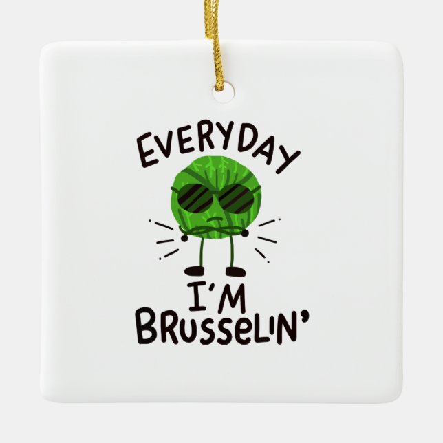 Veganska Brysselkål  Julgransprydnad Keramik (Framsida)