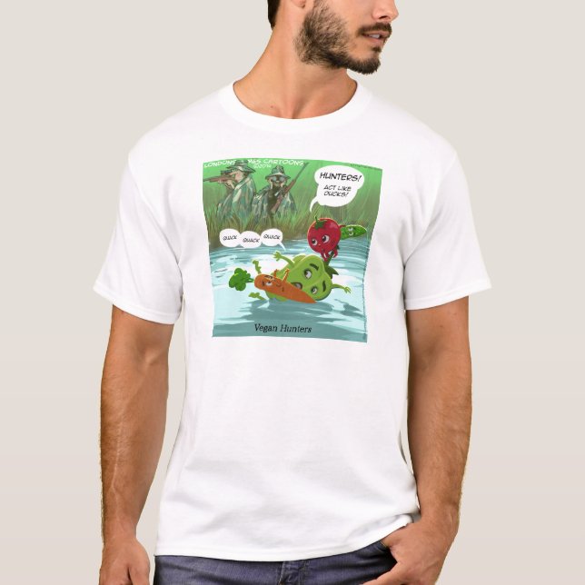 Veganska jägare Roligt Tee (Framsida)
