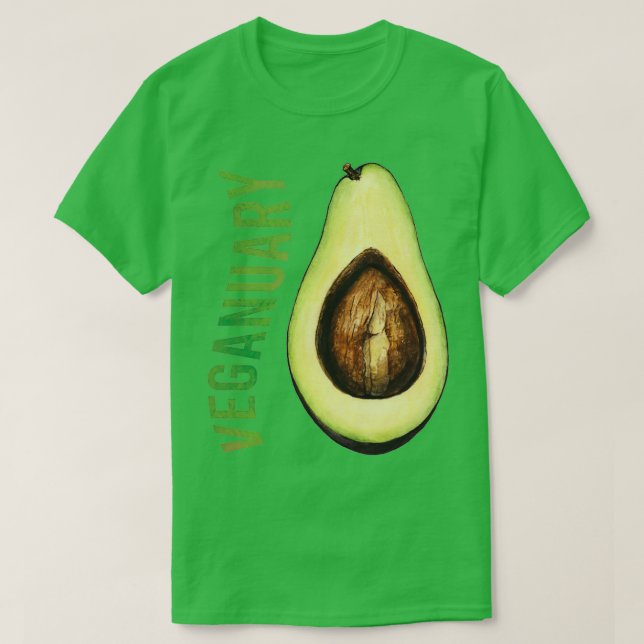 Veganuary Avocado Vegan T Shirt (Design framsida)