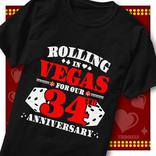 Vegas 34-årsjubileum Par Kasino Rullande Tärningar T Shirt