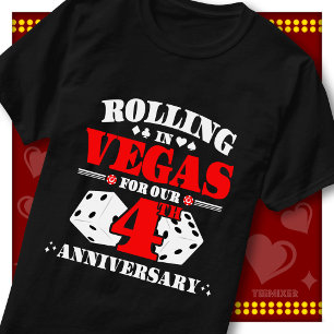Vegas 4-årsjubileum Par Kasino Rullande Tärningar T Shirt