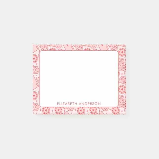Vegas Aesthetic Rosa Personlig Casino Post-it Block (Framsida)