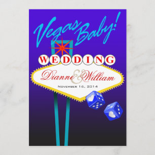 Vegas Baby! Bröllop spara datum blå Datumet