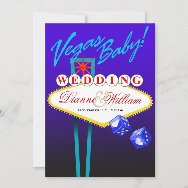 Vegas Baby! Bröllop spara datum blå Datumet (Framsida)