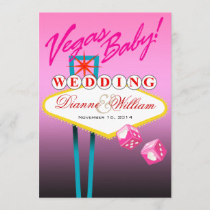 Vegas Baby! Bröllop spara datum rosa Datumet