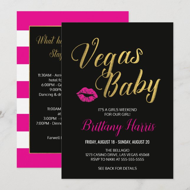 Vegas Baby-inbjudan Inbjudningar (Fram/baksida)