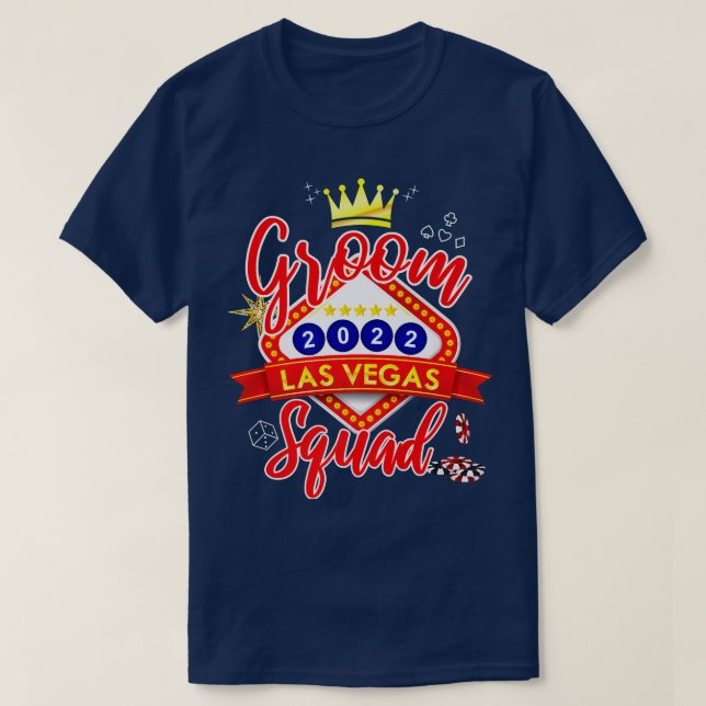 Vegas Bachelor Party-grupp gift i Vegas Groom T Shirt (Design framsida)