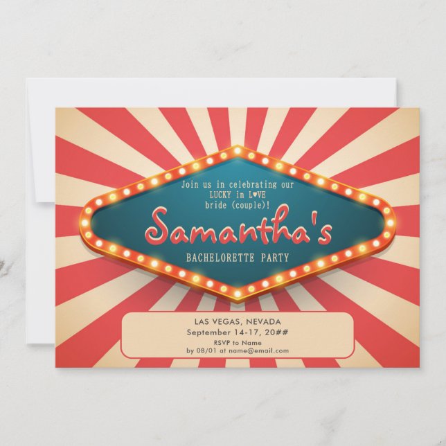 Vegas Before Vows Modern Lucky Casino Bachelorette Inbjudningar (Framsida)