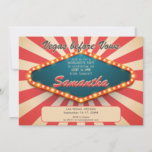 Vegas Before Vows Modern Lucky Casino Bachelorette Inbjudningar (Framsida)