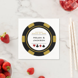 Vegas Bröllop Black Guld White Casino Poker Chip Pappersservett