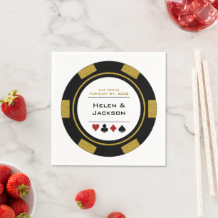 Vegas Bröllop Black Guld White Casino Poker Chip Pappersservett