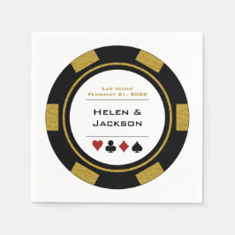 Vegas Bröllop Black Guld White Casino Poker Chip Pappersservett