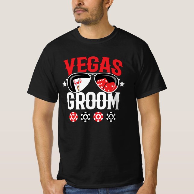 Vegas Bröllop - Groom - Vegas Bachelor Party Squad T Shirt (Framsida)