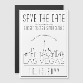 Vegas Bröllop | Stiliserad Siluett Spara Datum Magnetisk Inbjudningskort