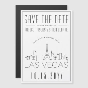Vegas Bröllop Stiliserad Siluett Spara Datum Magnetisk Inbjudningskort