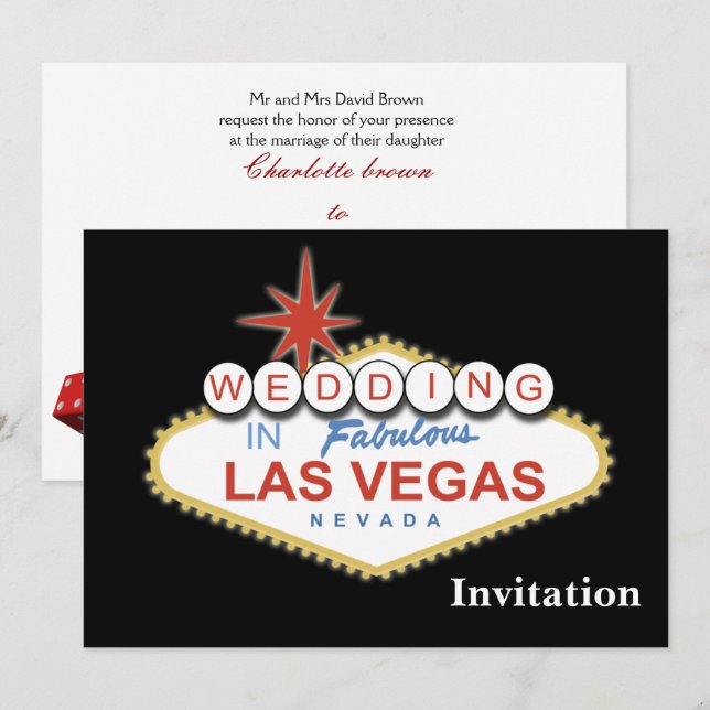 Vegas bröllopsinbjudan inbjudningar (Fram/baksida)