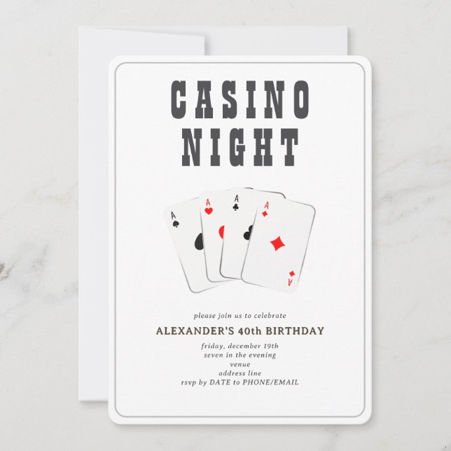 Vegas Casino Blackjack Poker Night Black Party Inbjudningar (Framsida)