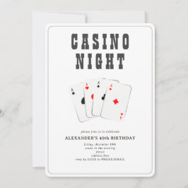 Vegas Casino Blackjack Poker Night Black Party Inbjudningar
