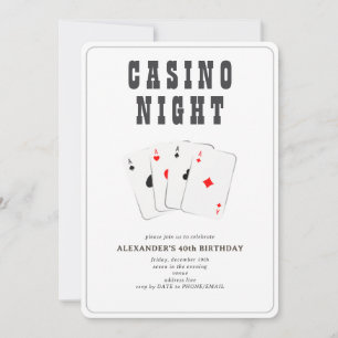 Vegas Casino Blackjack Poker Night Black Party Inbjudningar