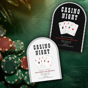 Vegas Casino Blackjack Poker Night Black Party Inbjudningar