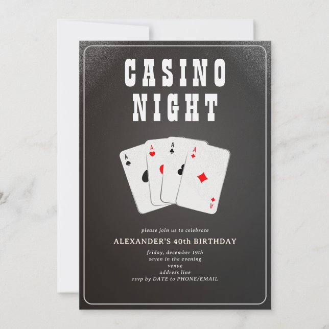 Vegas Casino Blackjack Poker Night Party Inbjudningar (Framsida)
