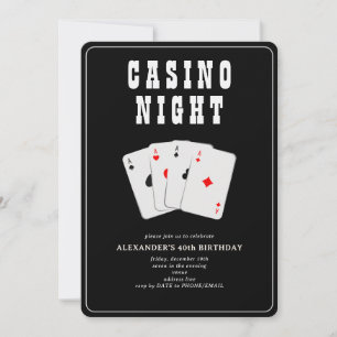 Vegas Casino Blackjack Poker Night Svart Fest Inbjudningar