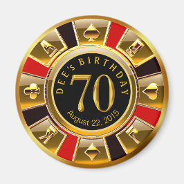 Vegas Casino Chip 70:e födelsedagen | Röd guld sva Magnet